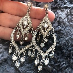 Silver bohemian chandelier earrings